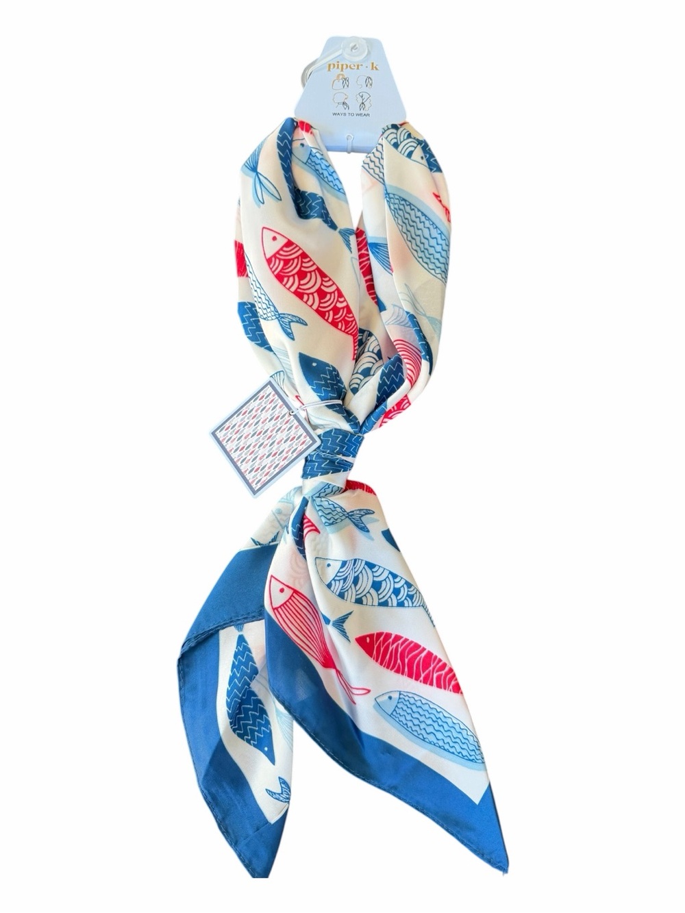 PIPER K | Fish Sardines Scarf NWT Americana Summer Bag Accessories - Picture 2 of 6